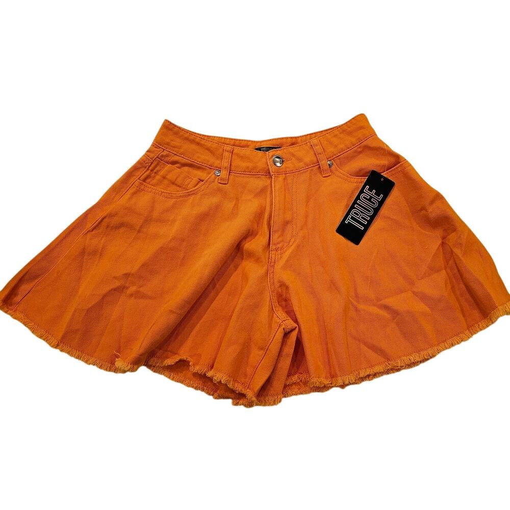 Truce Youth Kids Size 12 Orange Denim Skirt Flare Shorts NWT $46
